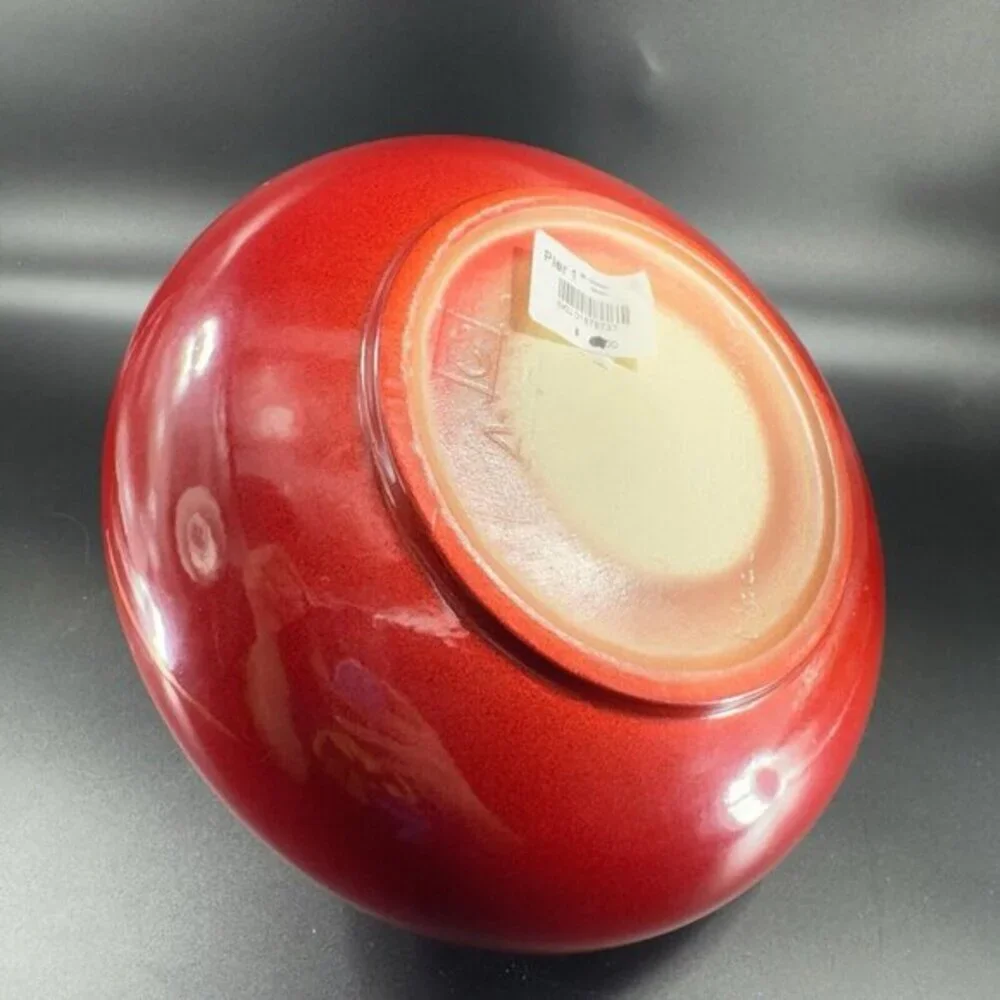 Pier 1‎ Amano German Pottery Oval Red Glazed Vase Vessel Made In Germany Ceramic